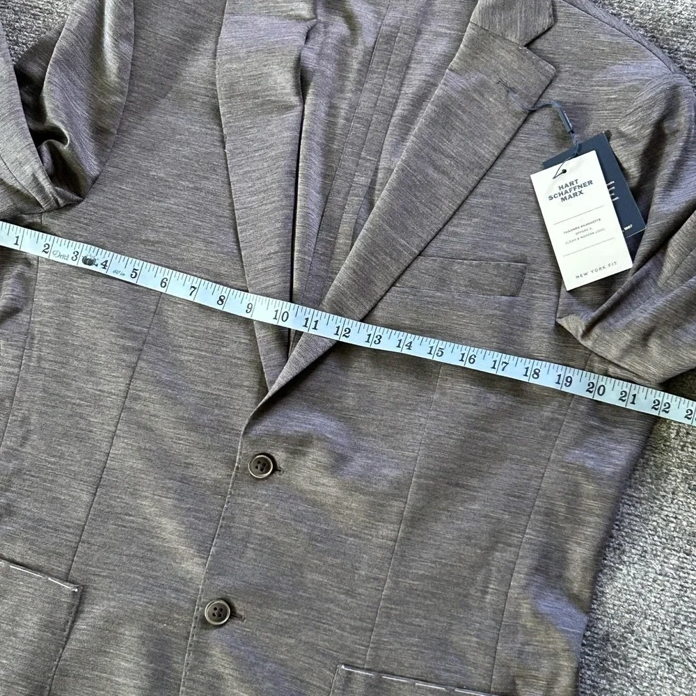 Hart Schaffner Marx‎ Sport Coat Mens 44 Long Gray Wool Jersey Knit New York Fit
